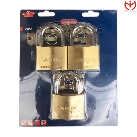  Bộ 3 Ổ Khóa ABUS EC 75/60 MK3 Thân Đồng Rộng 60mm Chìa Vi Tính 3 Chìa Chủ - MSOFT 