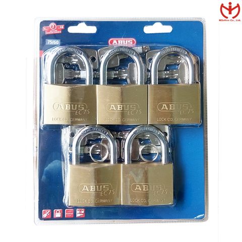  Bộ 5 Ổ Khóa ABUS EC 75/60 MK5 Thân Đồng Rộng 60mm Chìa Vi Tính 3 Chìa Chủ - MSOFT 