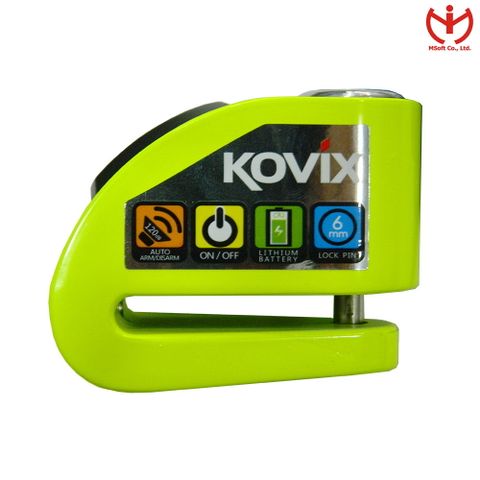  Khóa đĩa xe máy báo động KOVIX KD6 - Màu Xanh Neon - MSOFT 