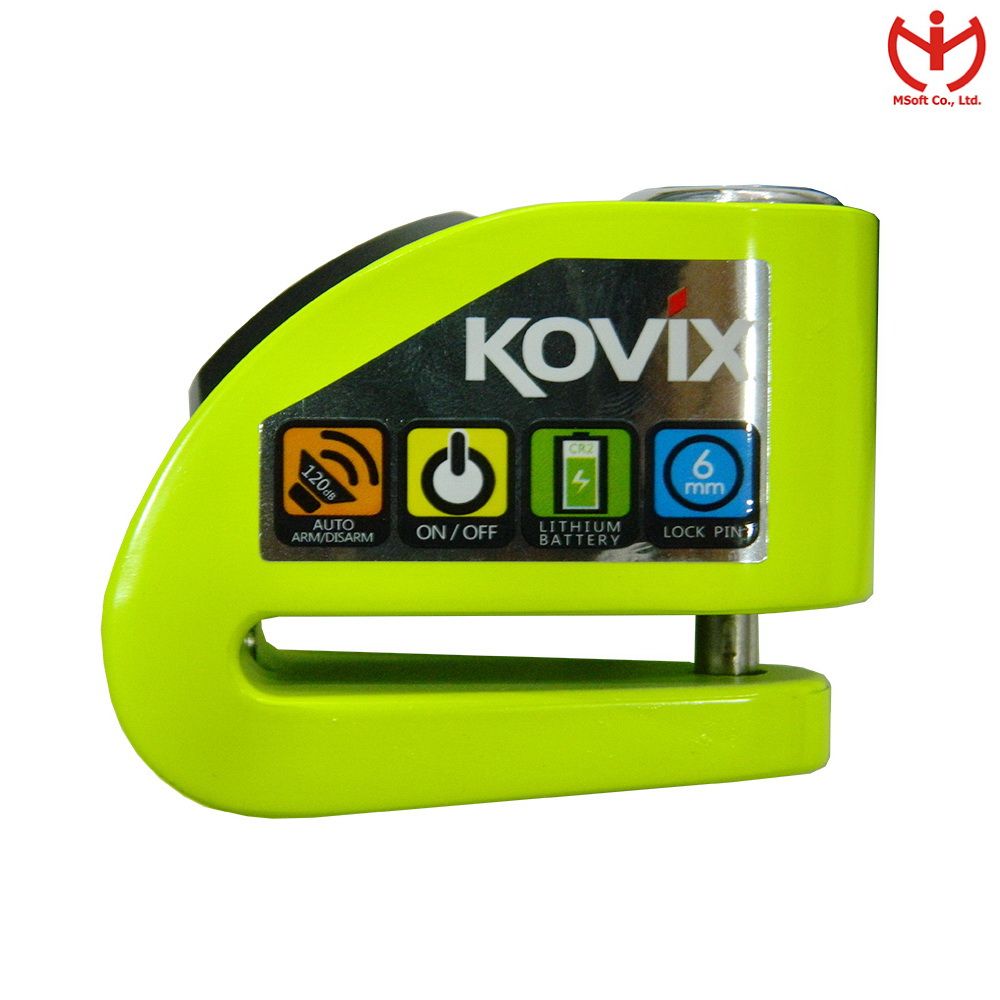 Khóa đĩa xe máy báo động KOVIX KD6 - Màu Xanh Neon - MSOFT