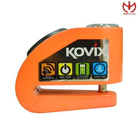  Khóa đĩa xe máy báo động KOVIX KD6 - Màu Cam Neon - MSOFT 