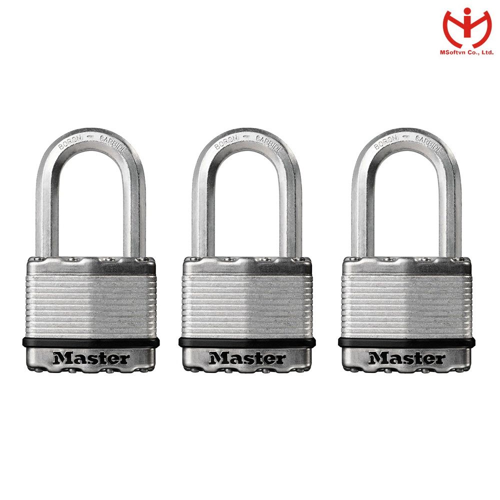 Bộ 3 ổ khóa chống cắt Master Lock M5X EURTRILF - 2 Chìa Răng Cưa - MSOFT