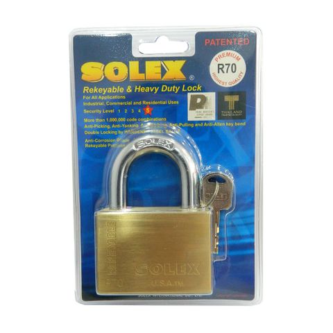  Ổ khóa Solex Premium R70 - Thân Đồng Rộng 70mm 3 Chìa Vuông - MSOFT 