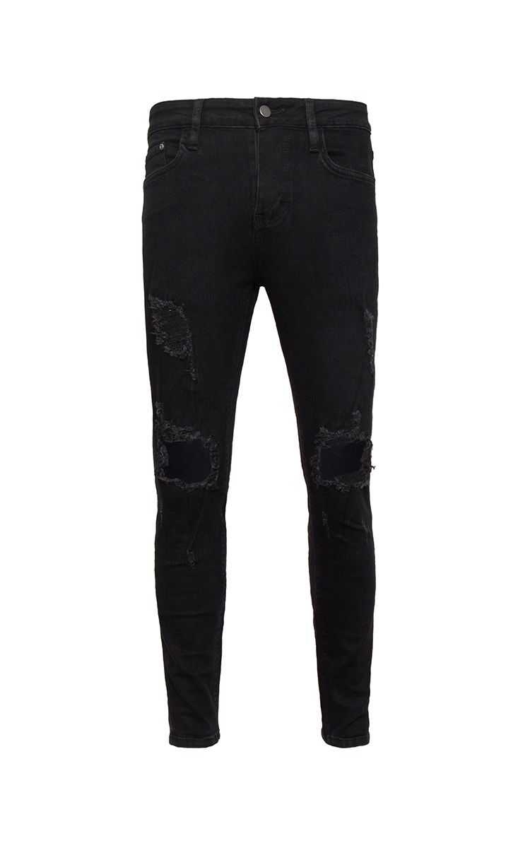 Distressed Skinny Jeans In Black