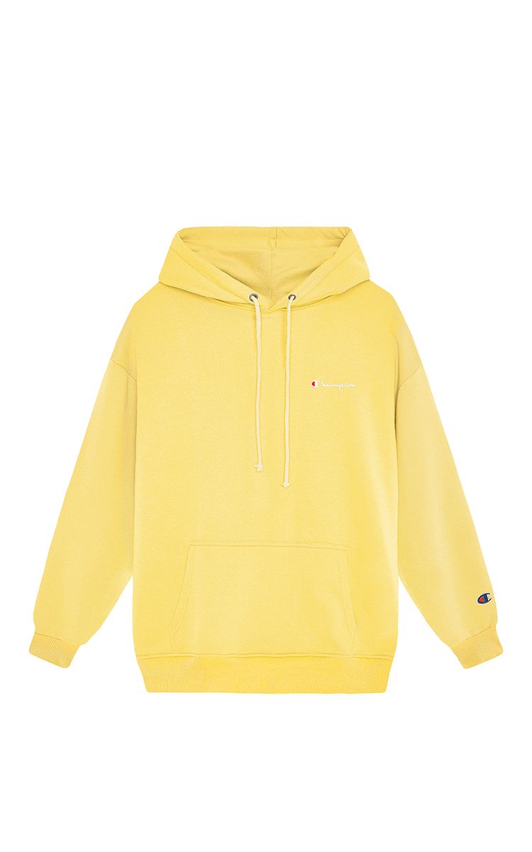 Champion Embroidered Logo Hoodie In Cornsilk