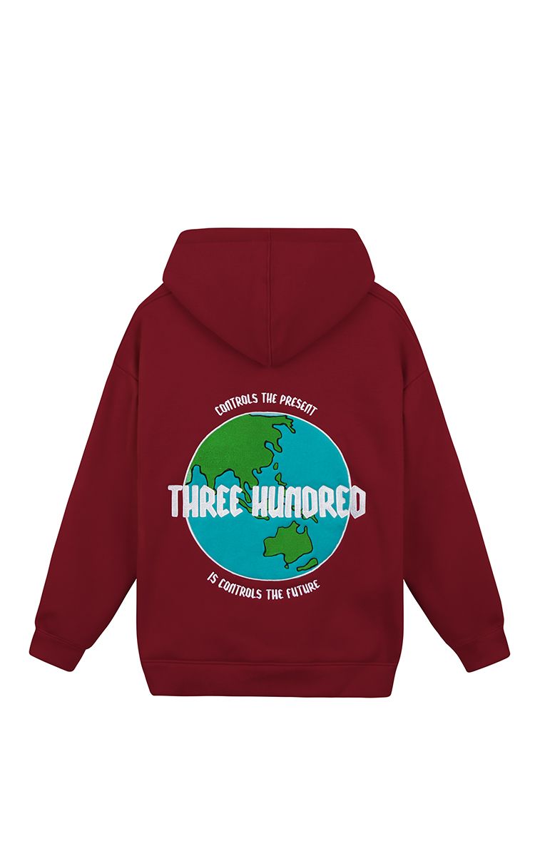 The Earth Embroidered Hoodie In Red