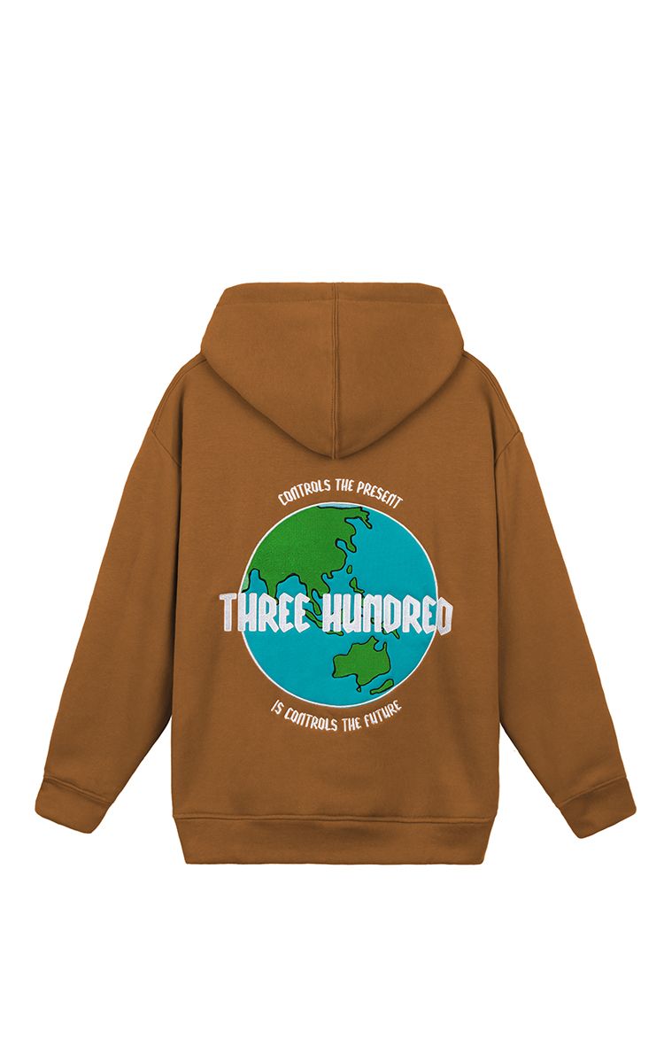 The Earth Embroidered Hoodie In Brown
