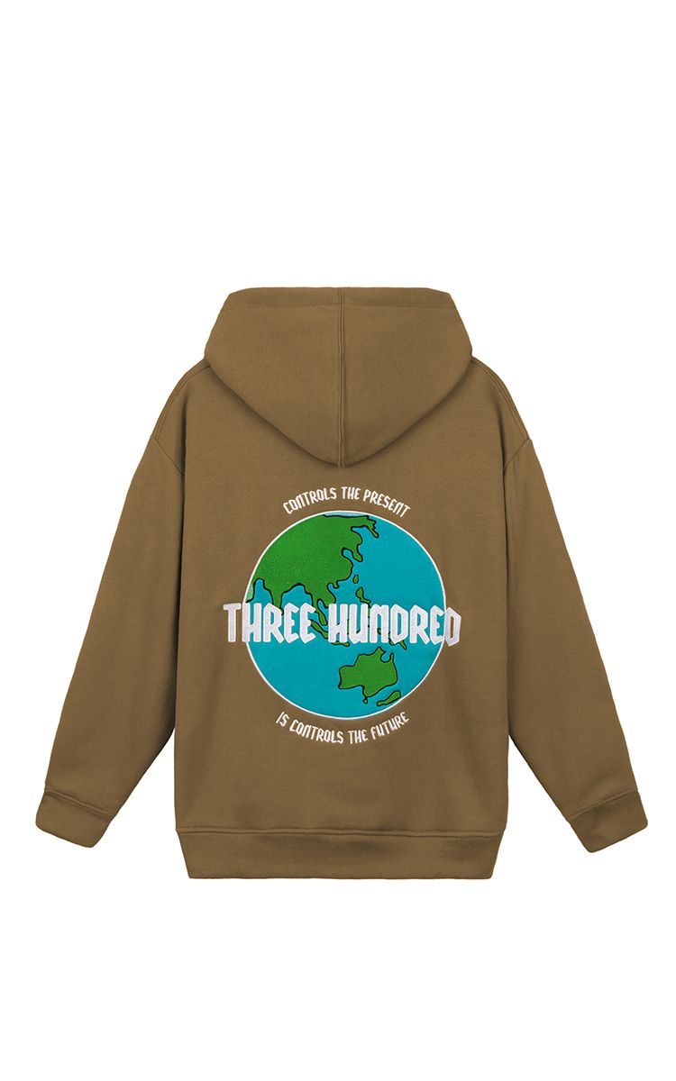 The Earth Embroidered Hoodie In Grey