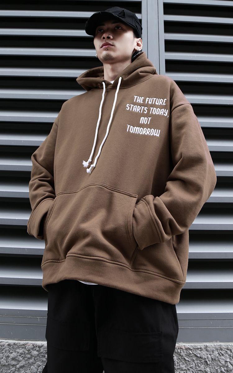 The Earth Embroidered Hoodie In Brown