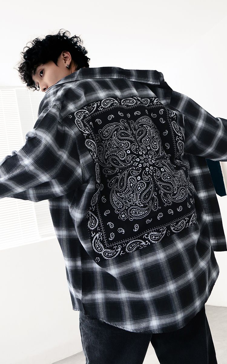 Bandana Flannel Shirt In Black White