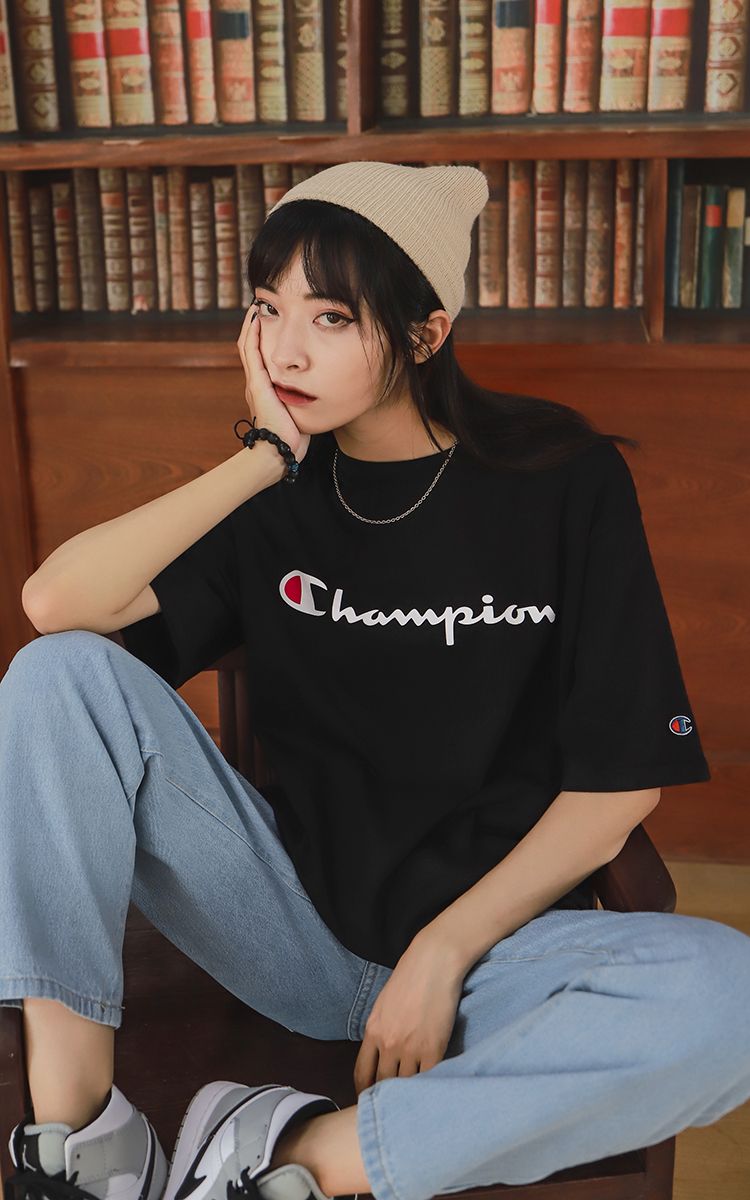 Champion Graphic Big Logo T-Shirt In Black