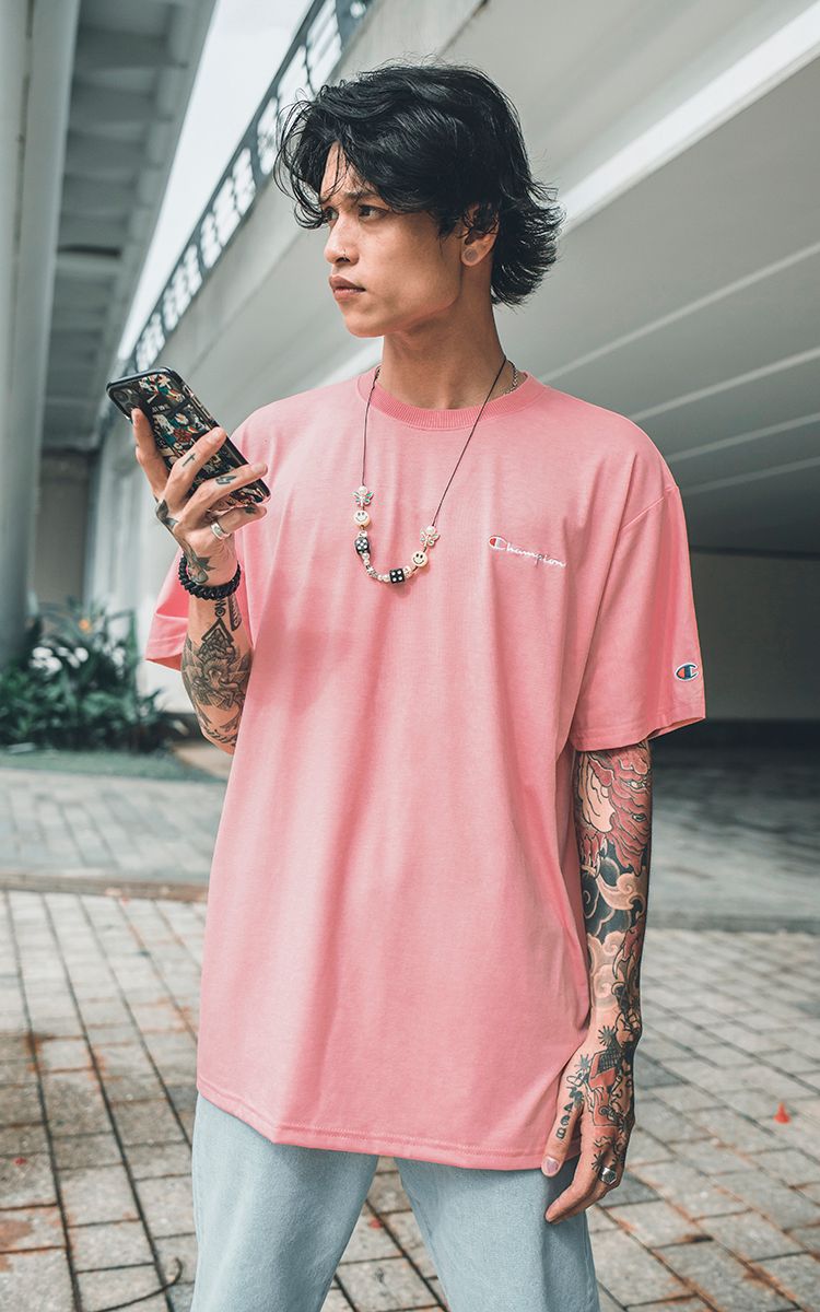 Champion Embroidered Logo T-Shirt In Salmon