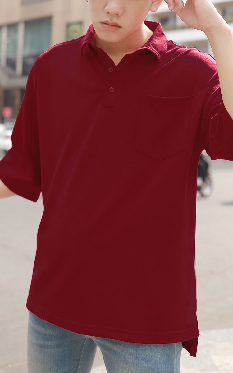 Oversized Polo Shirt In Red