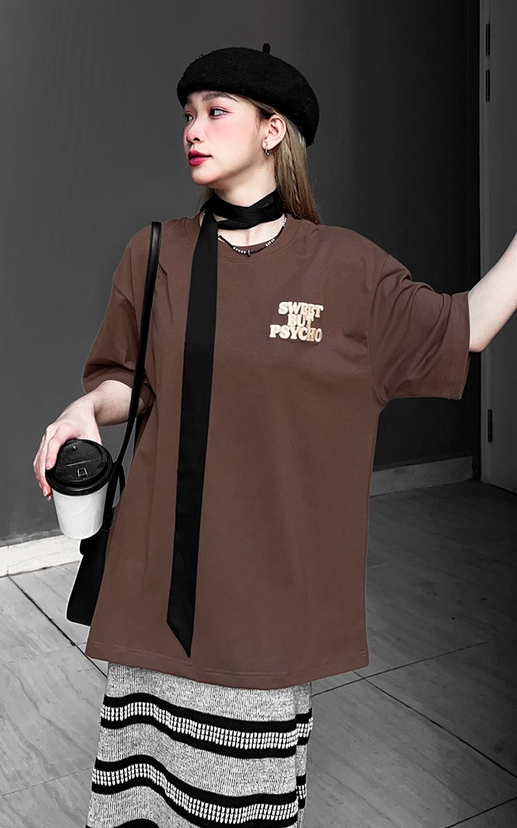 Sweet But Psycho T-Shirt In Brown