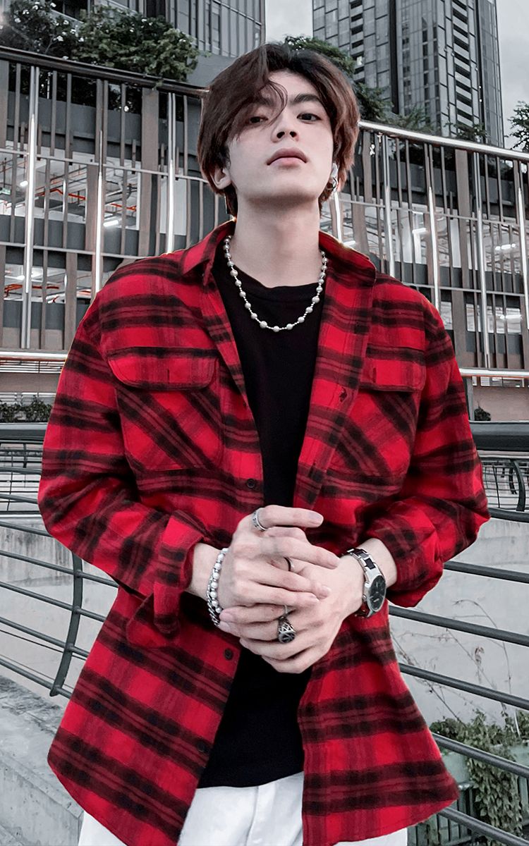 Flannel Shirt In Black Red