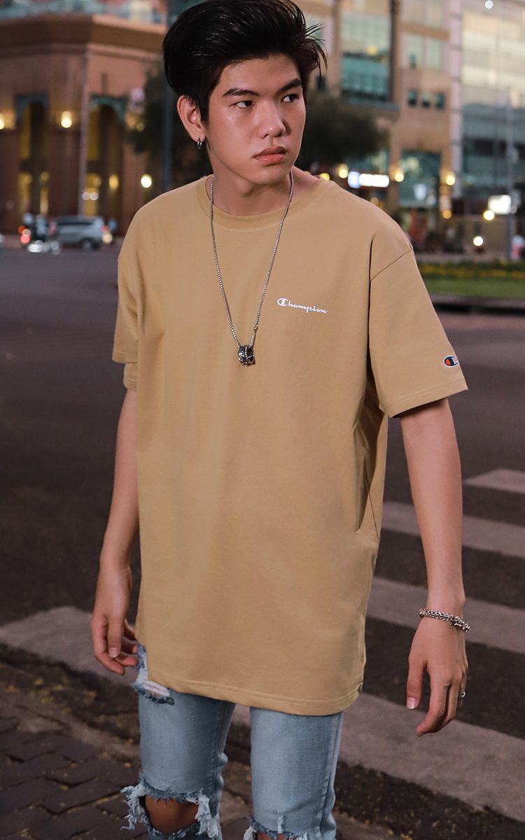 Champion Graphic Logo T-Shirt In Tan