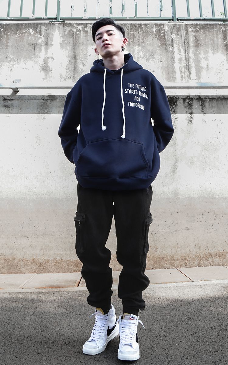 The Earth Embroidered Hoodie In Blue