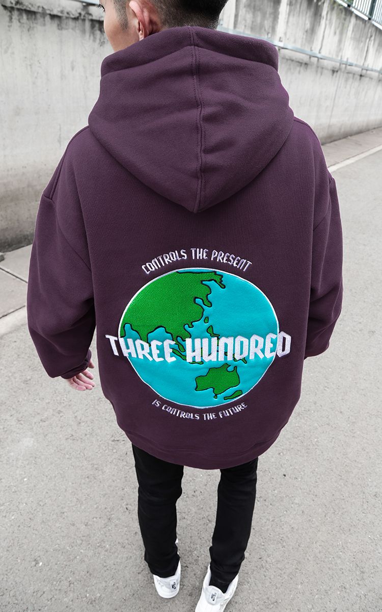 The Earth Embroidered Hoodie In Purple