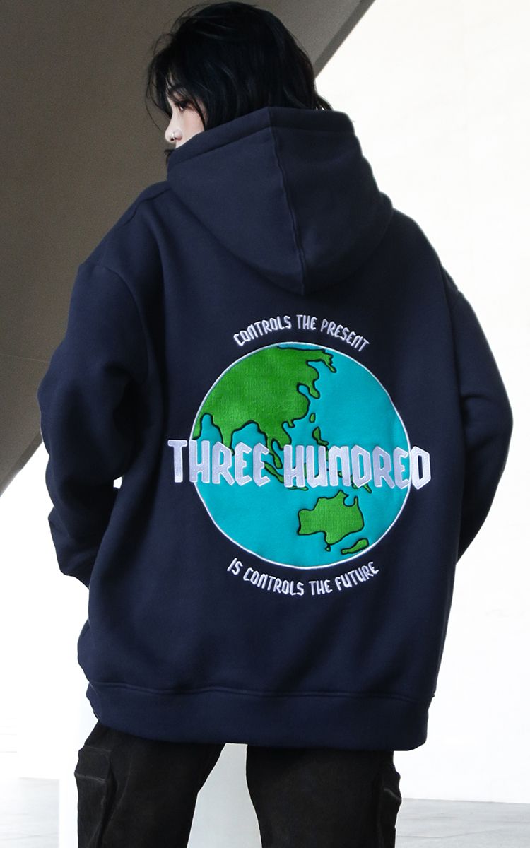 The Earth Embroidered Hoodie In Blue