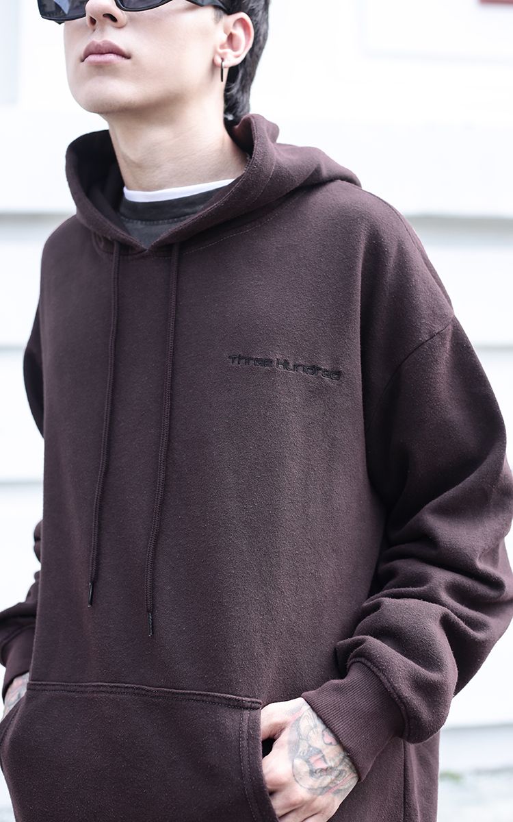 Three Hundred Embroidered Logo Hoodie In Brown