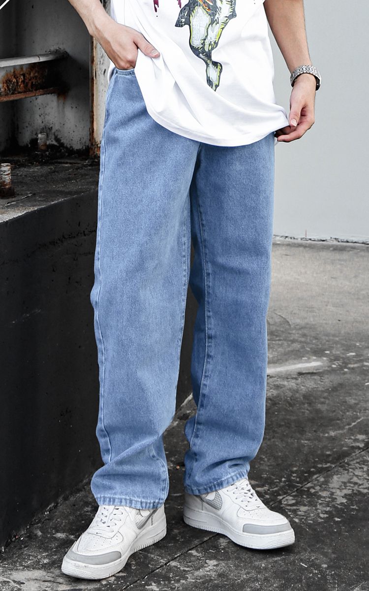 Baggy Jean In Mid Wash Blue