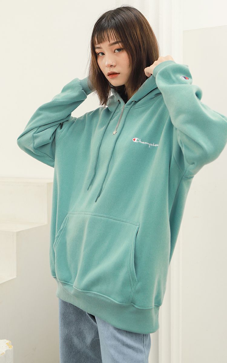 Champion Embroidered Logo Hoodie In Green