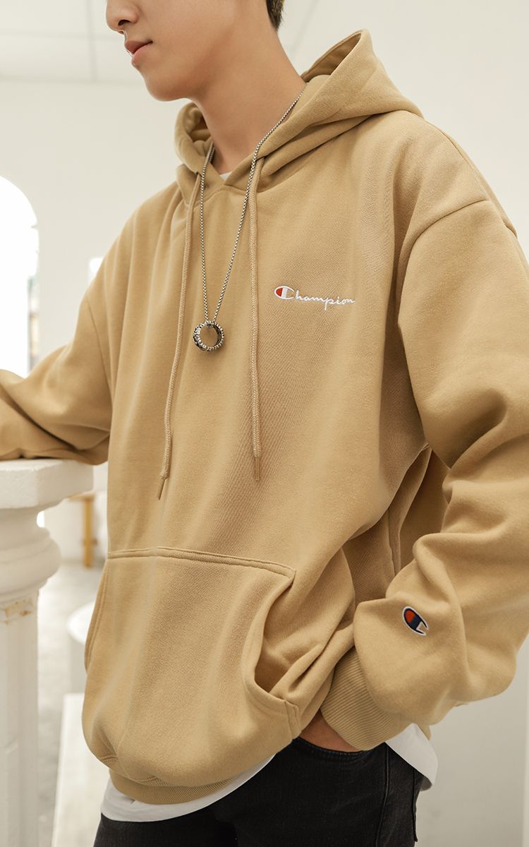 Champion Embroidered Logo Hoodie In Brown