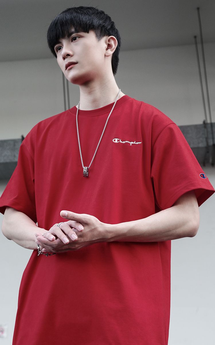 Champion Embroidered Logo T-Shirt In Red