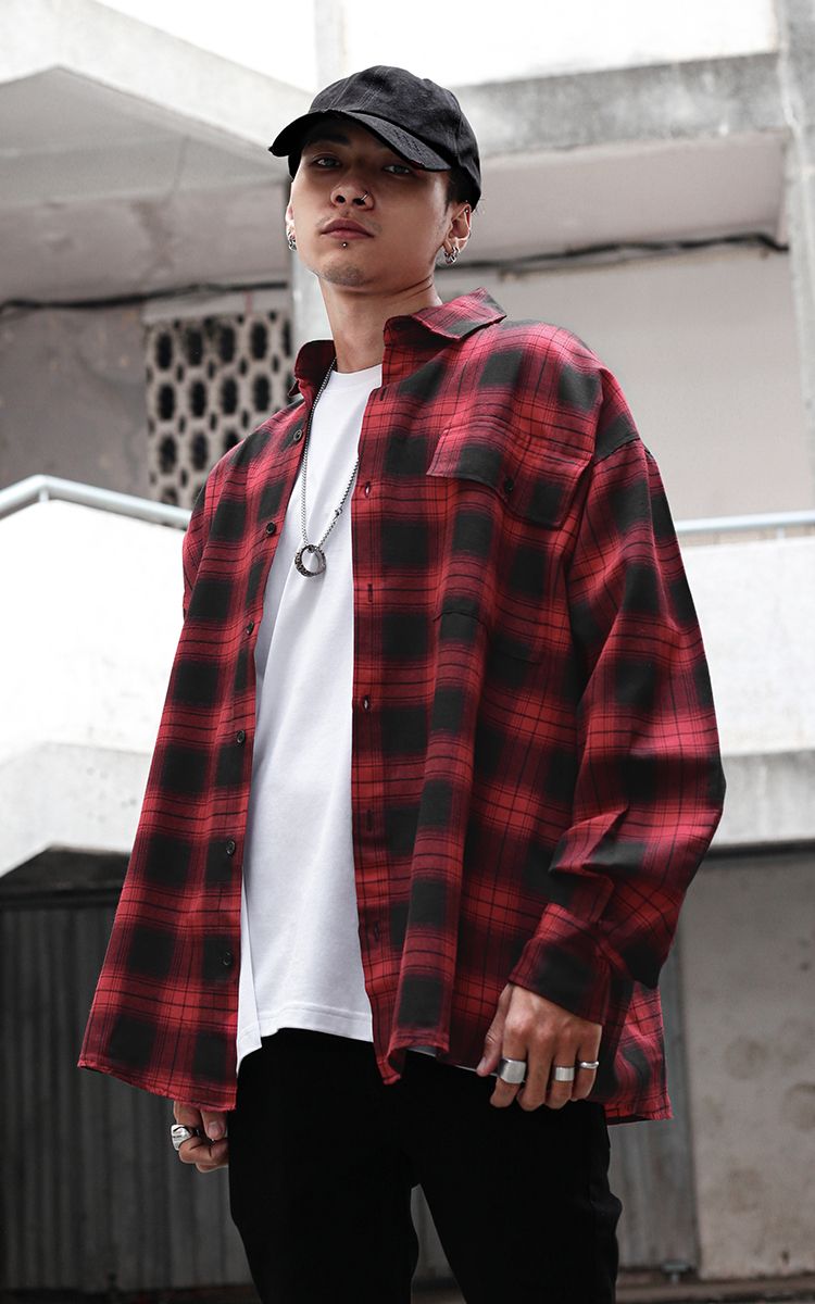 Flannel Shirt In Black Red