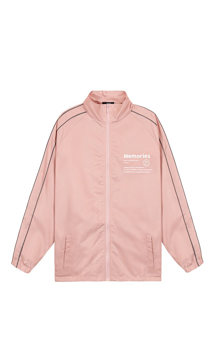 Memories Side Reflective Stripe Track Jacket In Pink
