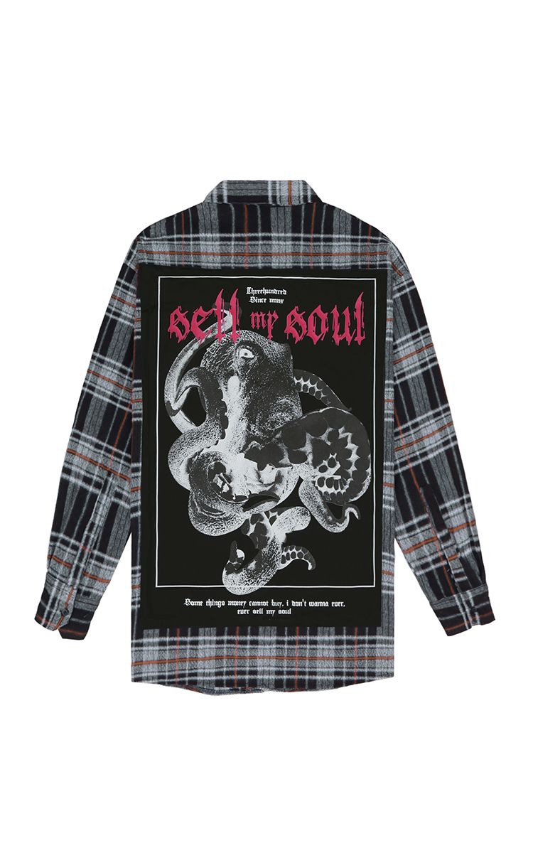 Sell My Soul Oversized Flannel Shirt In Black