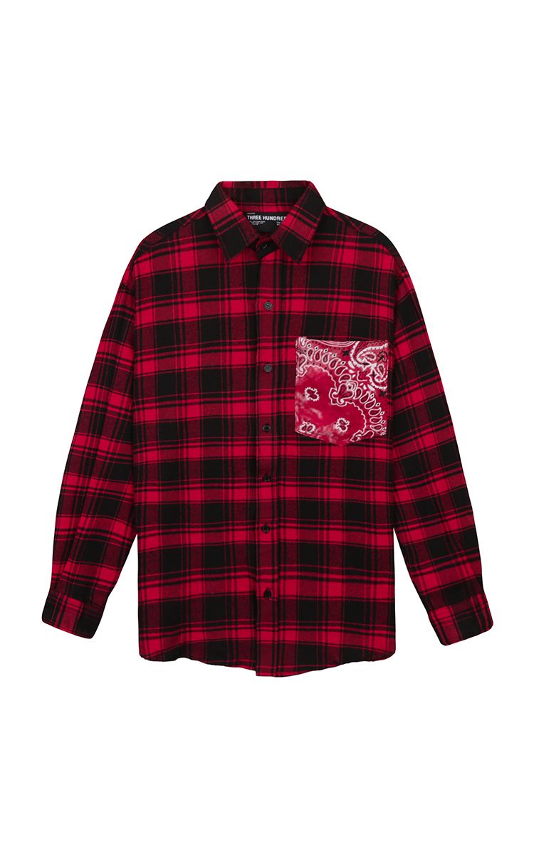 Bandana Flannel Shirt In Black Red