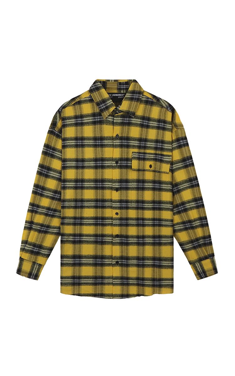 Flannel Shirt In Black Yellow