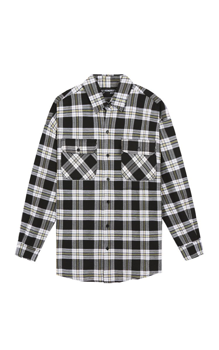 Flannel Shirt In Black Yellow