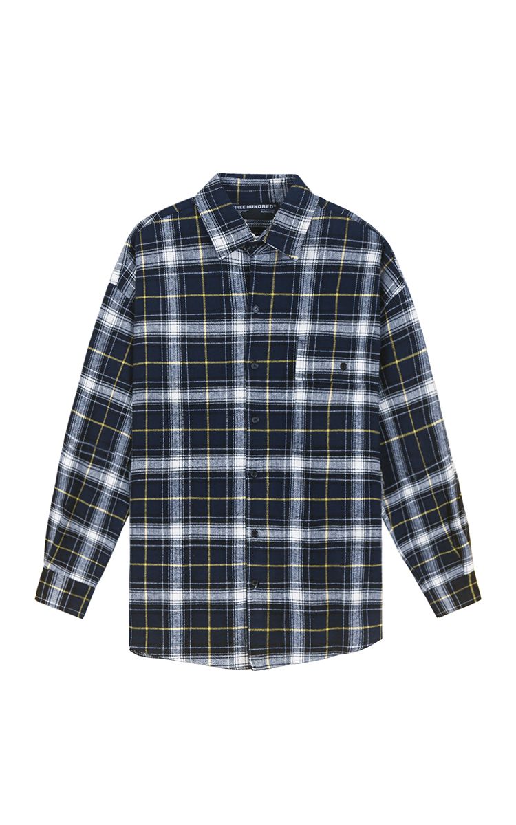 Flannel Shirt In White Blue