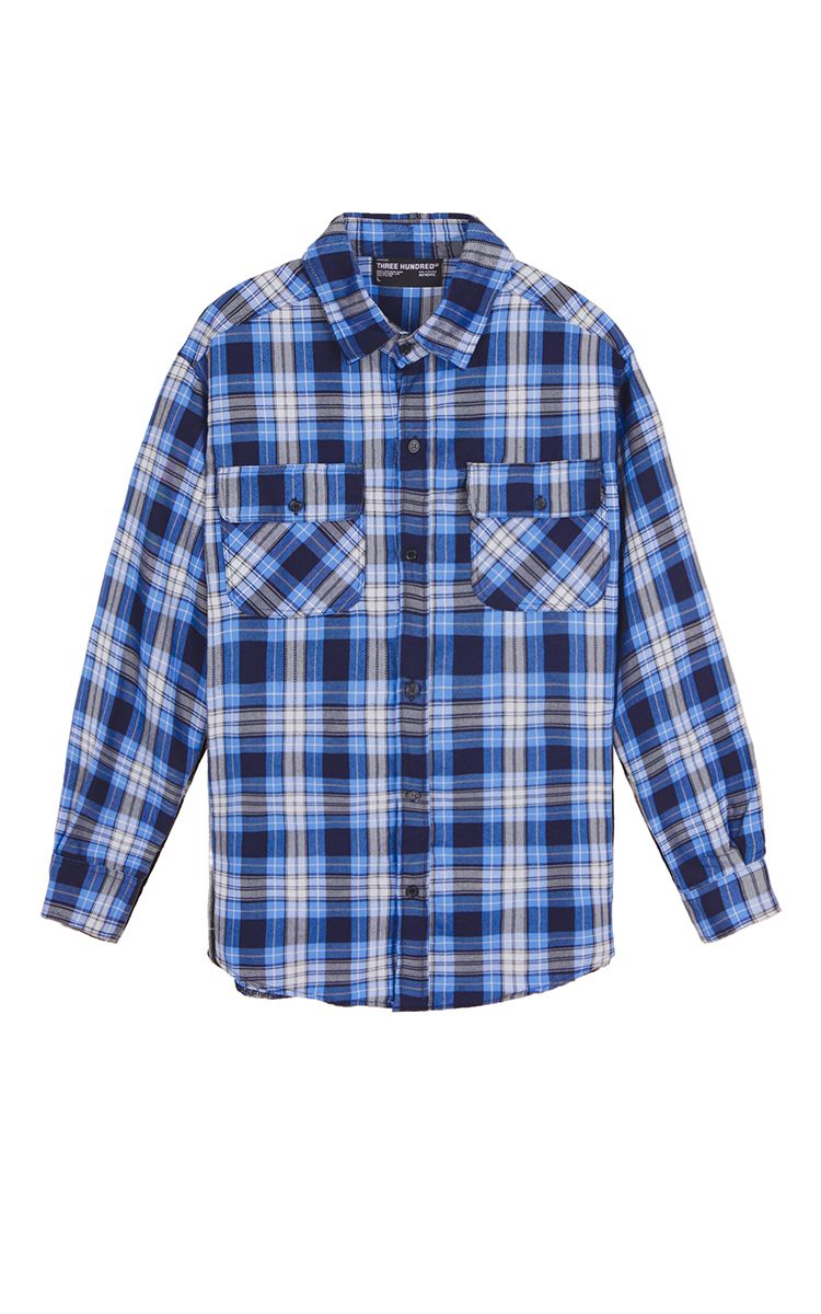 Flannel Shirt In White Blue