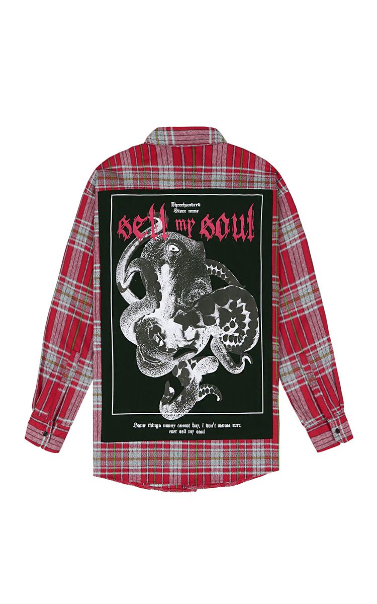 Sell My Soul Oversized Flannel Shirt In Red