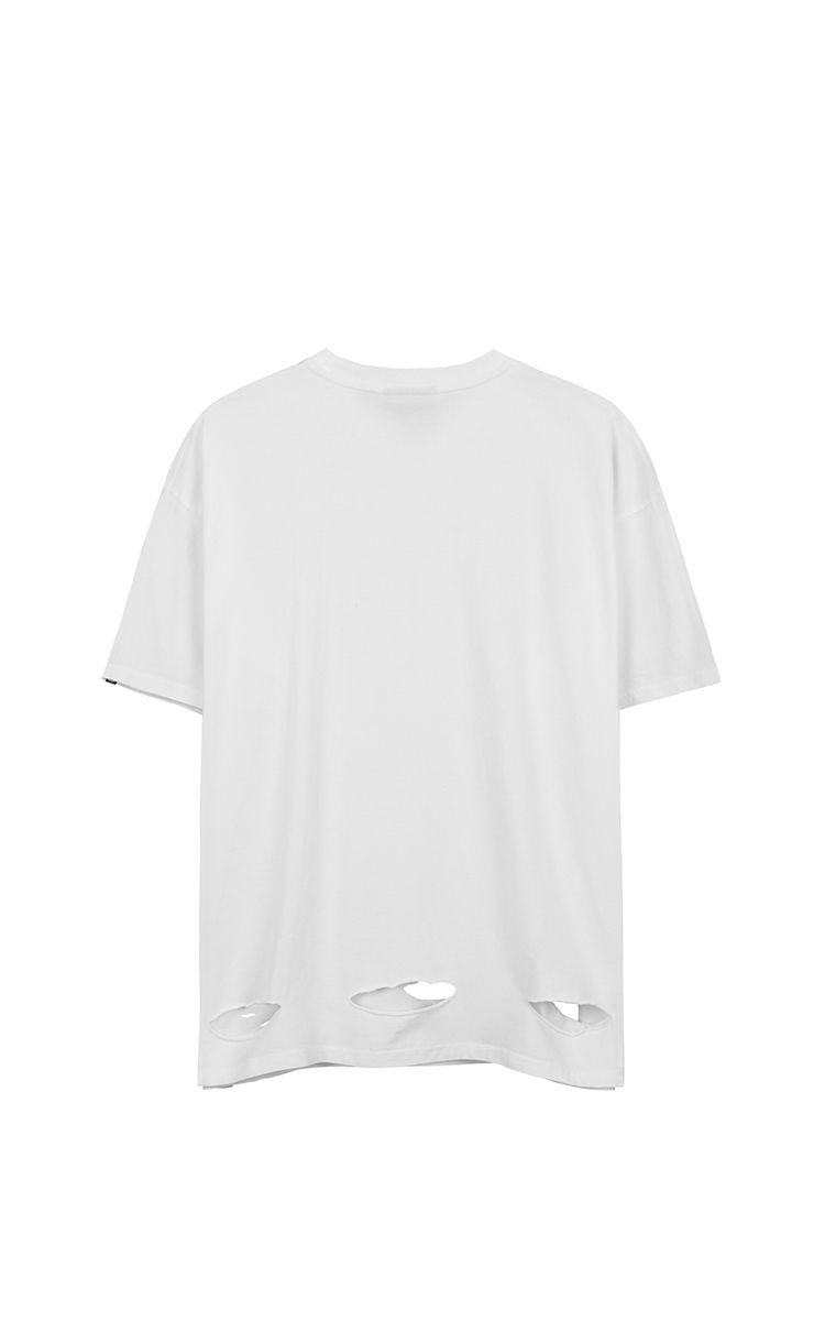Distressed Tee In White
