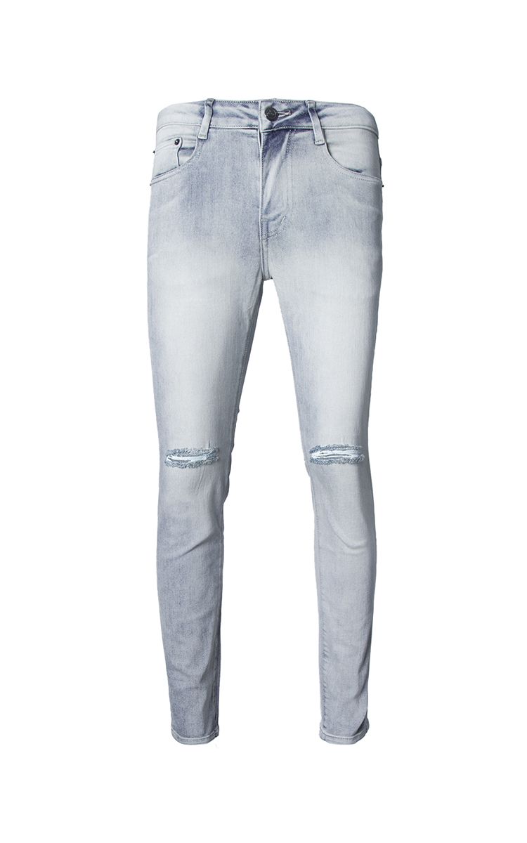 Skinny Jeans With Knee Rips In Blue