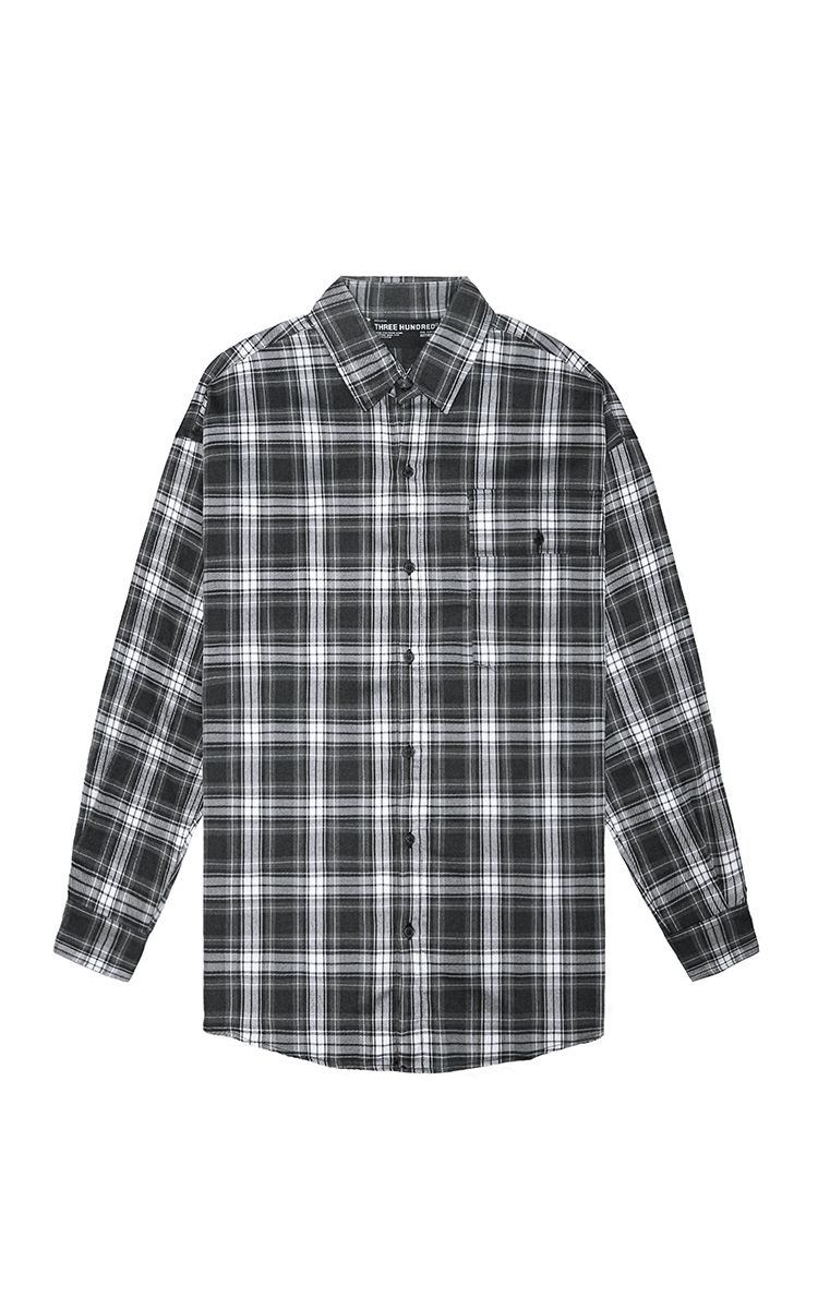 Flannel Shirt In White Grey