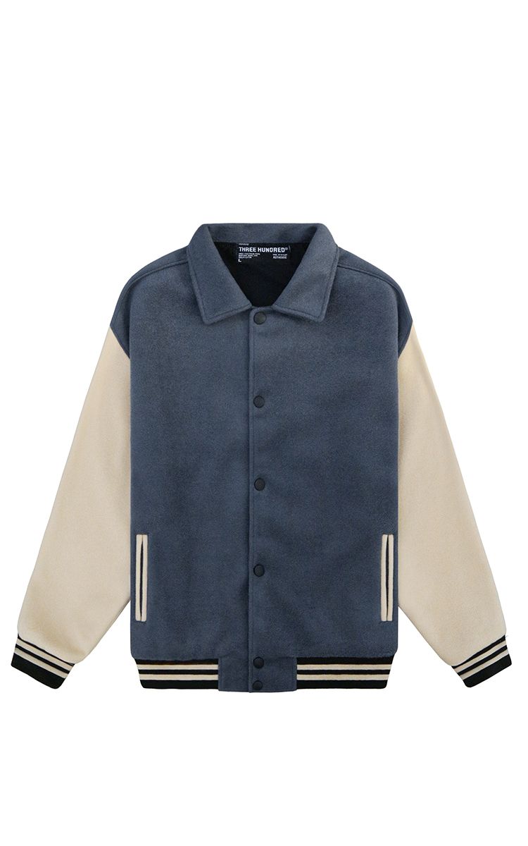 Varsity Jacket In Blue Cream