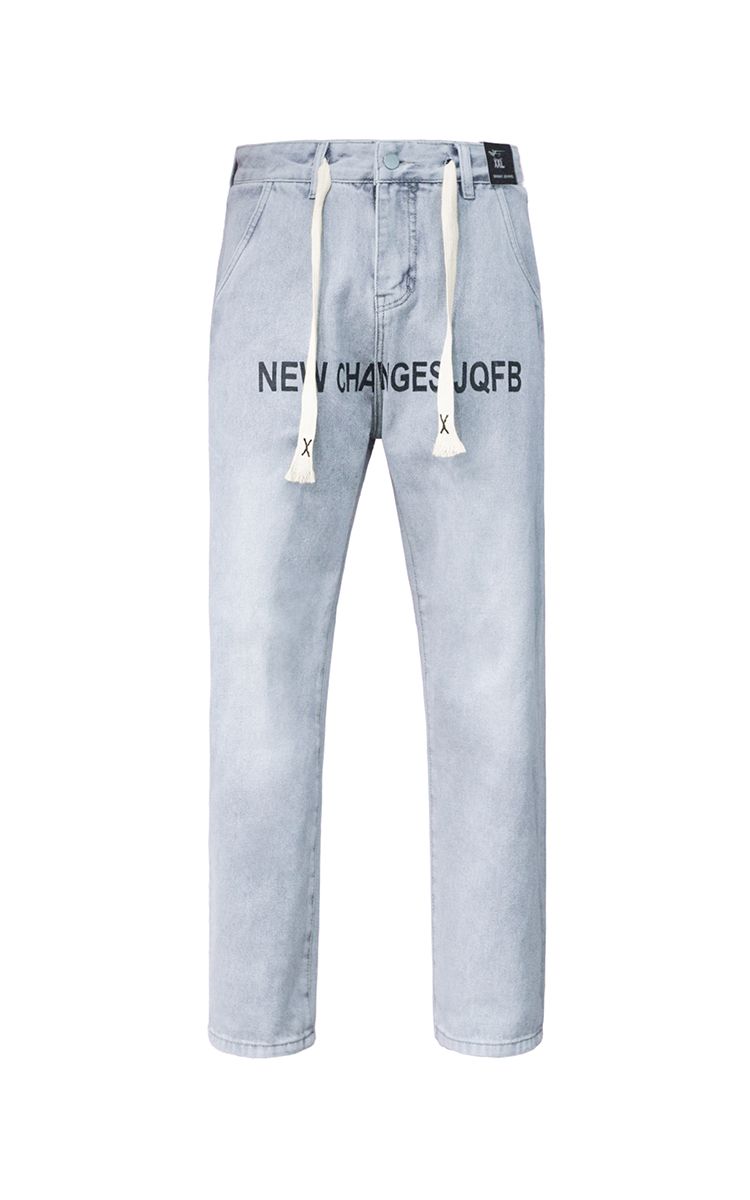 New Changes JQFB Embroidered Baggy Jean In Light Wash Blue