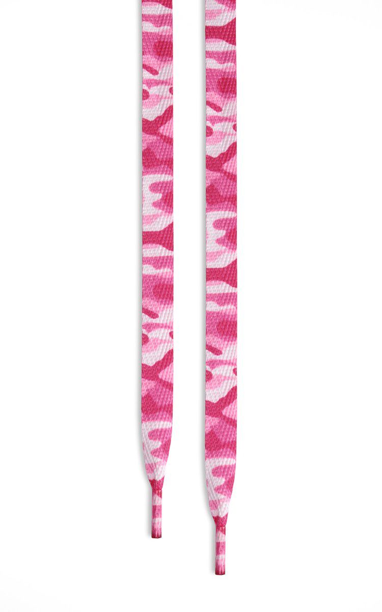 Pink Camo Flat Shoelaces