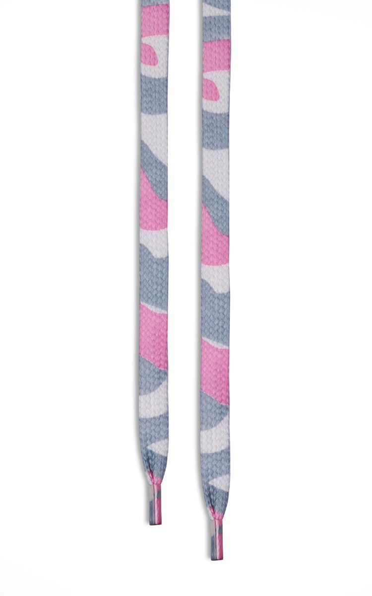 Pink/Grey Camo Flat Shoelaces