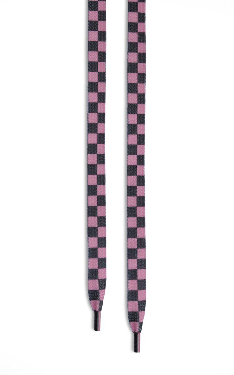 Checkered Flat Shoelaces In Light Pink/Black