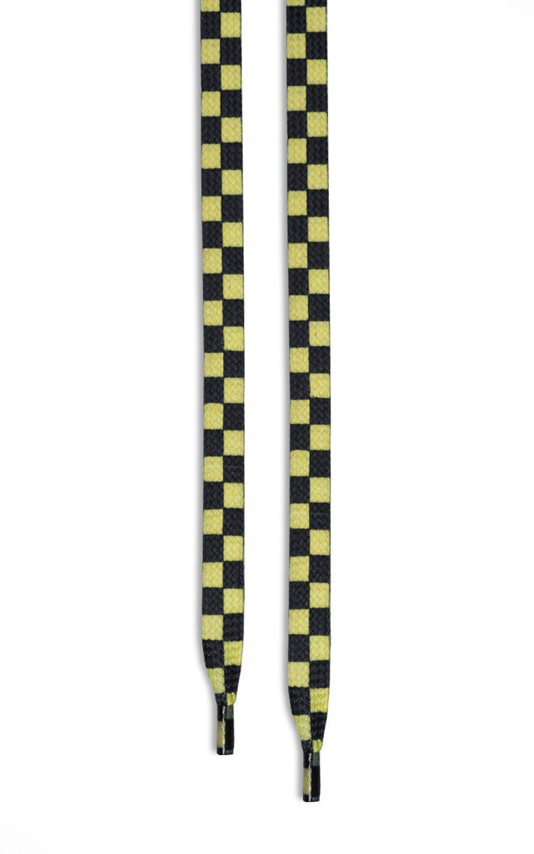 Checkered Flat Shoelaces In Yellow/Black