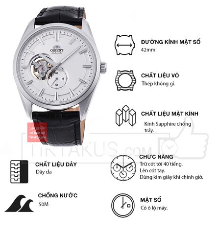 Đồng hồ nam dây da Orient open heart RA-AR0004S10B ( RA-AR0004S30B )