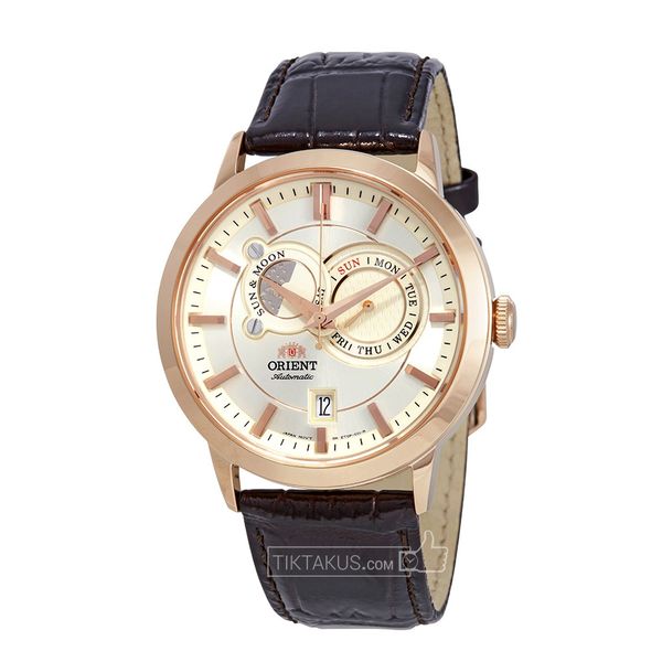 Đồng hồ nam dây da Orient Sun and Moon gen 1 FET0P001W0 (Rose Gold)