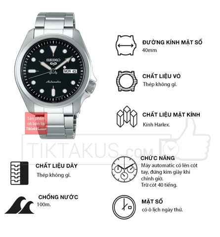 SRPE55K1 - Đồng hồ nam Seiko 5 Sport dây thép size 39mm