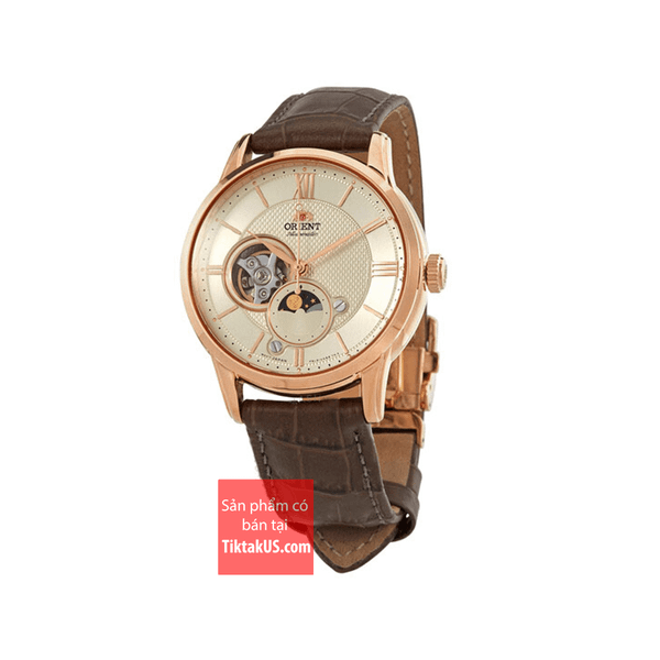 Đồng hồ đeo tay nam Orient Sun and Moon open heart RA-AS0009S10B Rose Gold